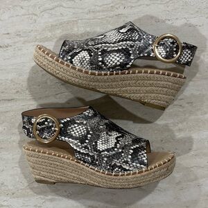 Catherine Malandrino Snake Print Espadrille Wedge Sandals Size 8